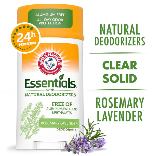 Arm & Hammer Essentials Deodorant- Fresh Rosemary Lavender- Solid Oval-- Made With Natural Deodorizers- Free From Aluminum