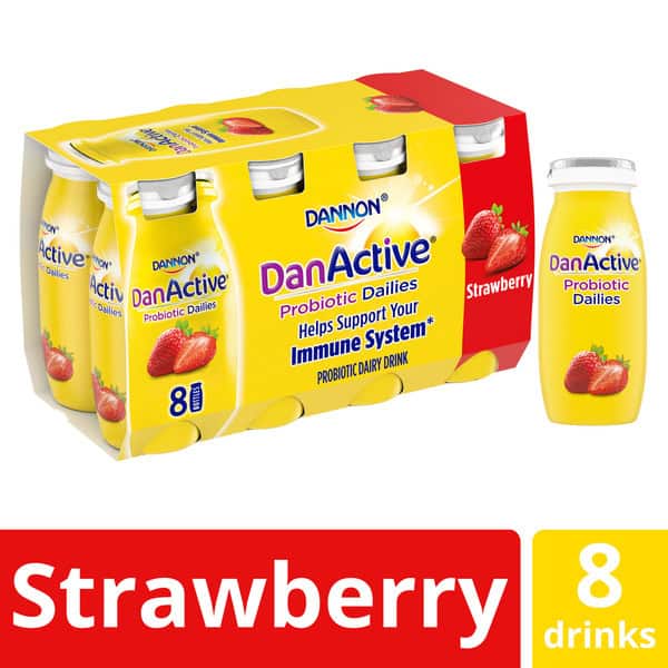 Dannon Light + Fit Probiotic Dailies Dairy Drink, Strawberry, 3.1 oz., 8 Pack