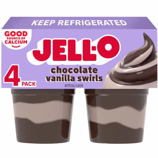 Jell-O Original Chocolate Vanilla Swirls Refrigerated Pudding Cup Snacks