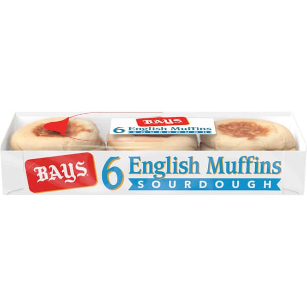 Bays 6 count, Sourdough Pre-sliced English Muffins , Refrigerated
