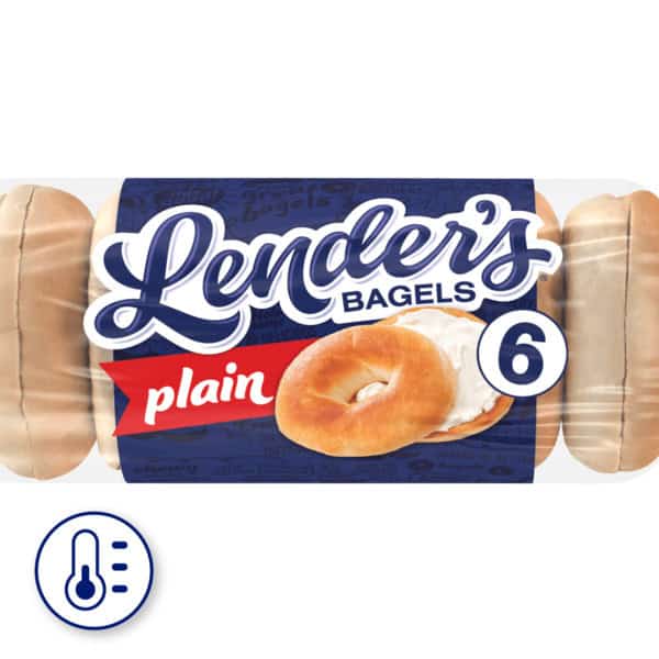 Lender's Original, 6 count, Plain Pre-sliced Bagels , Refrigerated