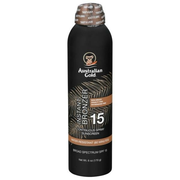 Australian Gold Sunscreen, with Instant Bronzer, Continuous Spray, Broad Spectrum SPF 15