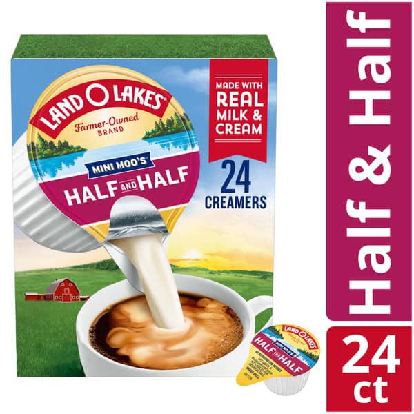 Land O Lakes Mini Moo’s Half And Half Creamer Singles, Shelf-Stable, 24 Count