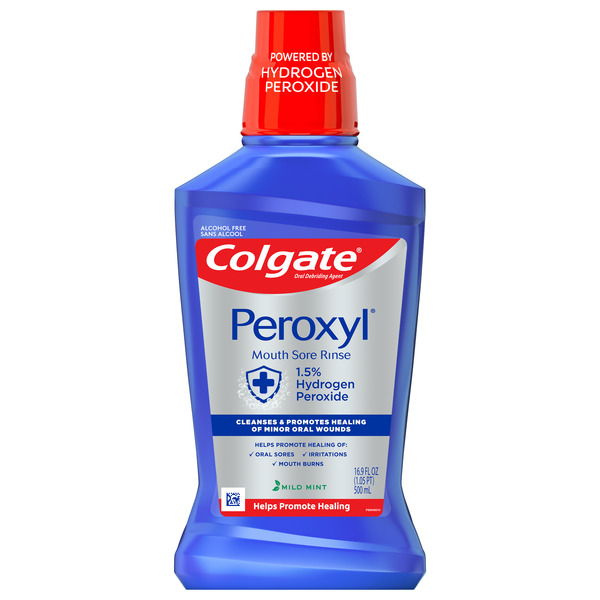 Colgate Peroxyl Mouth Sore Antiseptic Mouthwash, Alcohol Free, Mild Mint