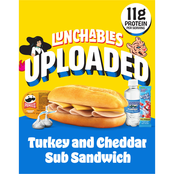 Lunchables 6-Inch Turkey & Cheddar Cheese Sub Sandwich Kids Lunch Snack Meal Kit & Kool-Aid