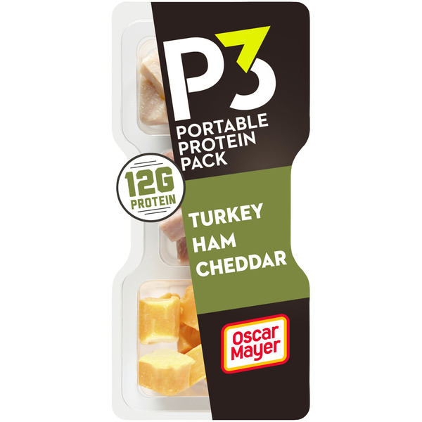 P3 Portable Protein Snack Pack Lunch with Turkey, Ham & Cheddar Cheese