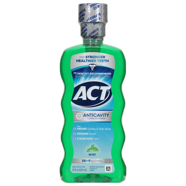 ACT Mouthwash, Fluoride, Anticavity, Zero Alcohol, Mint