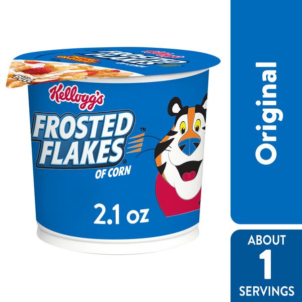 Frosted Flakes Cold Breakfast Cereal Cup, 8 Vitamins and Minerals, Kids Snacks, Original, Cup (1 Cup)