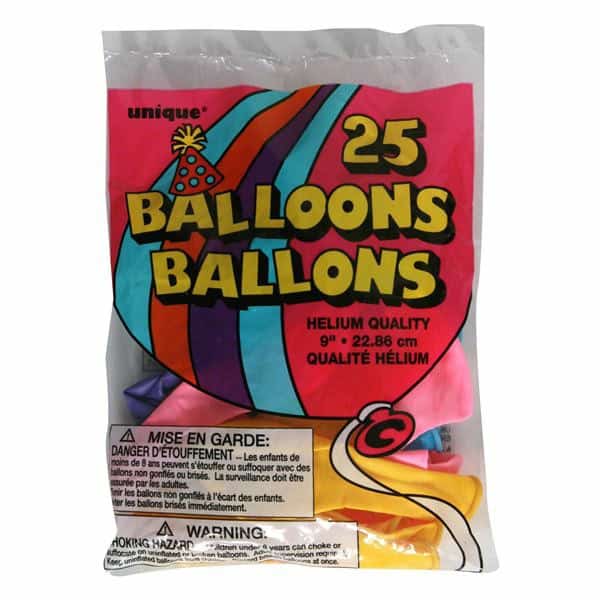 Unique 9 Assorted Latex Balloons