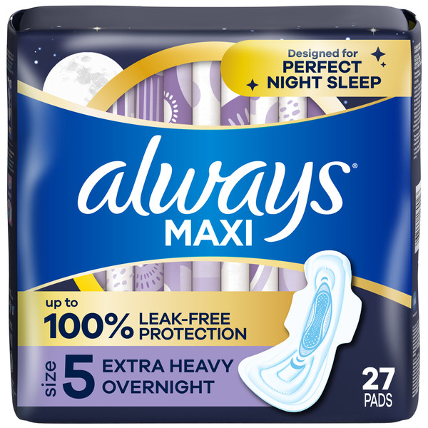 Always Maxi Size 5 Extra Heavy Overnight Pads With Wings