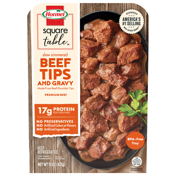 Hormel SQUARE TABLE Slow Simmered Beef Tips and Gravy, 15 OZ