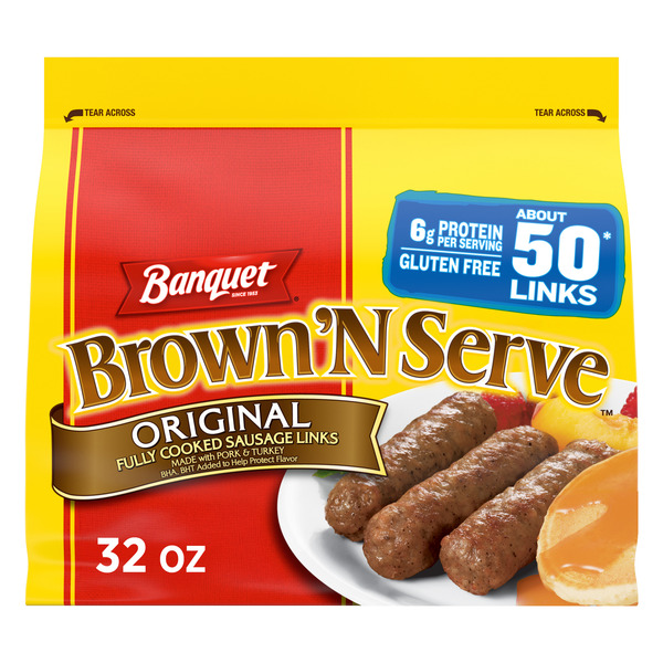 Banquet Brown'N Serve Original Fully Cooked Sausage Links, Frozen Breakfast
