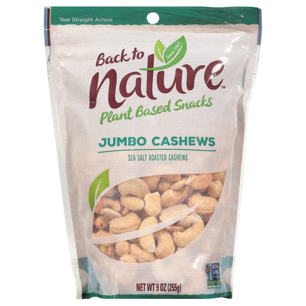 Back to Nature Cashews, Jumbo, Plant Based Snacks