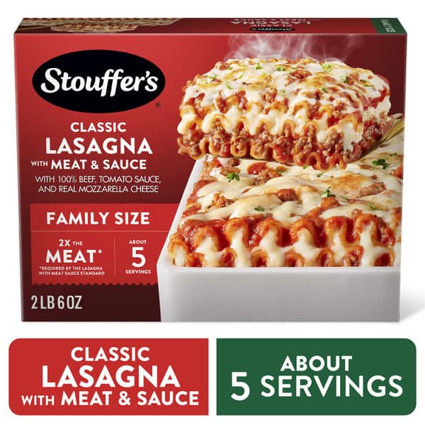 Stouffer's Classic Lasagna With Meat And Sauce Family Size Lasagna Easy Frozen Dinners