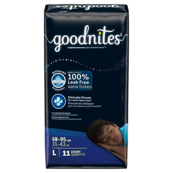 Goodnites Boys' Nighttime Bedwetting Underwear, Size Large (68-95 lbs)