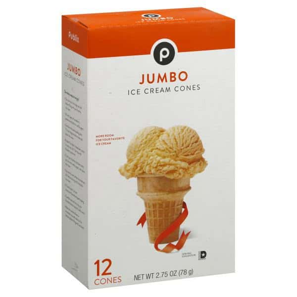 Publix Ice Cream Cones, Jumbo