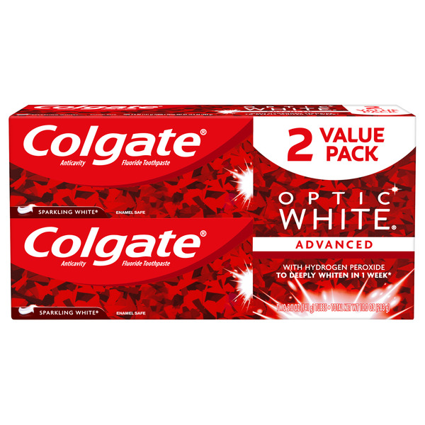 Colgate Optic White Advanced Teeth Whitening Toothpaste, Sparkling White