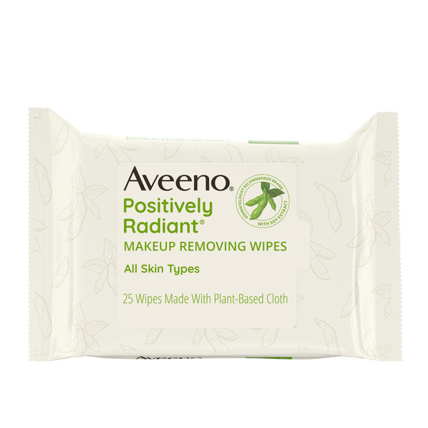 Aveeno Positively Radiant Oil-Free Makeup Remover Facial Wipes, 25 ct