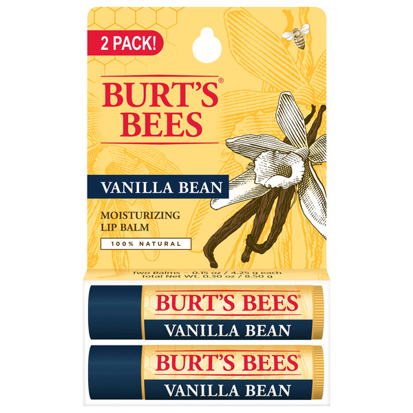 Burt's Bees Lip Balm, Moisturizing, Vanilla Bean, 2 Pack
