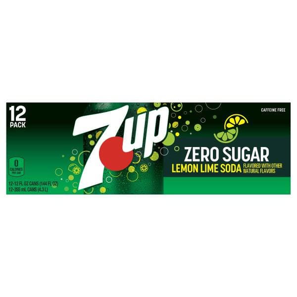 7UP Soda, Lemon Lime, Zero Sugar, 12 Pack