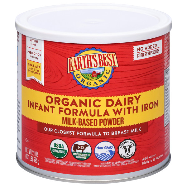 Earth's Best Organic Dairy Milk-Based Powder Infant Formula with Iron