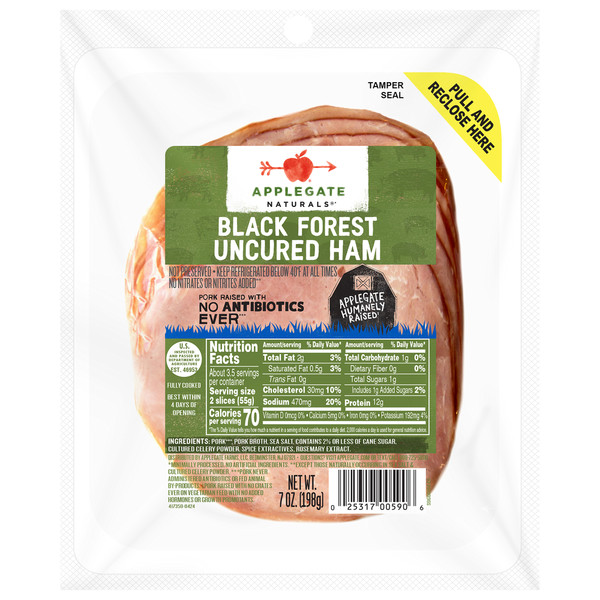 Applegate Black Forest Uncured Ham Sliced