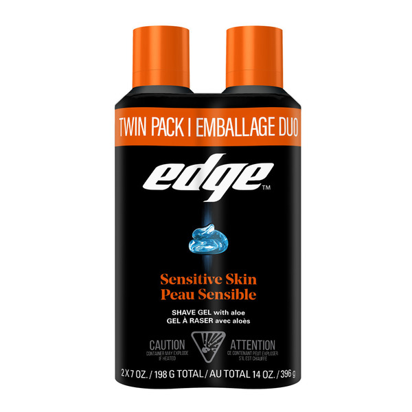 Edge Shave Gel, Sensitive Skin, Twin Pack