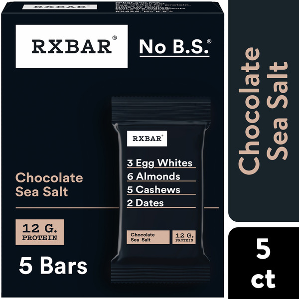 RXBAR Chocolate Sea Salt Gluten-Free Protein Bars, Protein Snack, 5 Count