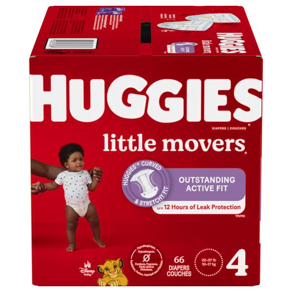 Huggies Little Movers Baby Diapers, Size 4 (22-37 lbs)