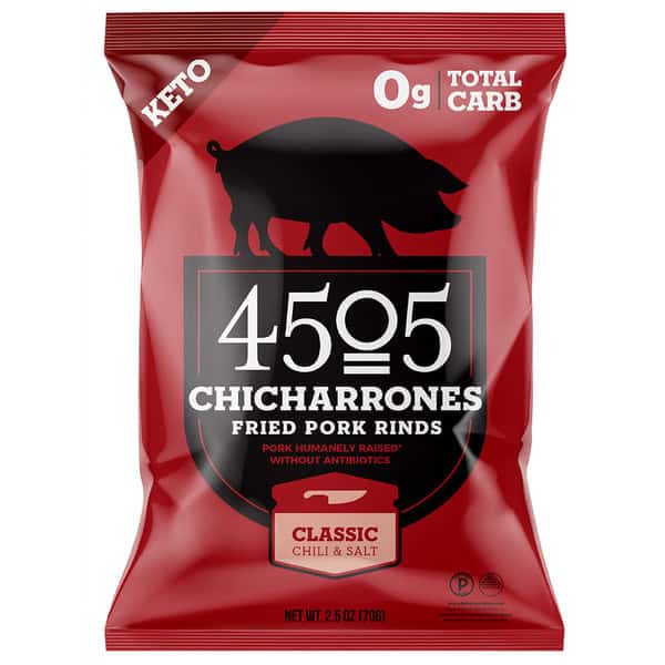 4505 Meats Classic Chili & Salt Chicharrones, Fried Pork Rinds