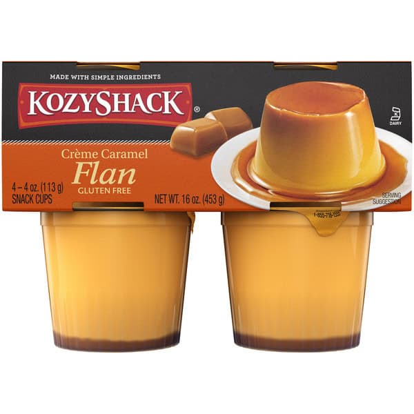 Kozy Shack Creme Caramel Flan Snack Cups, Gluten Free Dessert