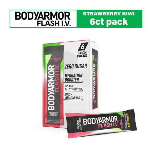 BODYARMOR Flash I.V. Sticks Strawberry Kiwi Zero Sugar Electrolyte Powder Mix Pouches