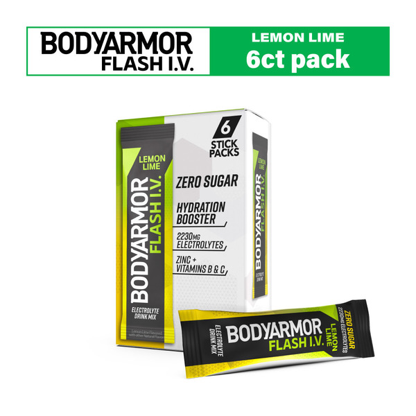 BODYARMOR Flash I.V. Sticks Lemon Lime Zero Sugar Electrolyte Powder Mix Pouches