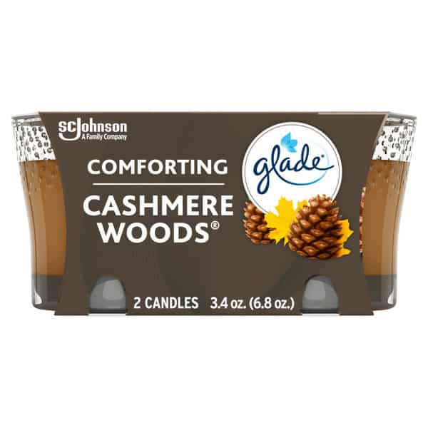 Glade 1-Wick Scented Candles, Cashmere Woods
