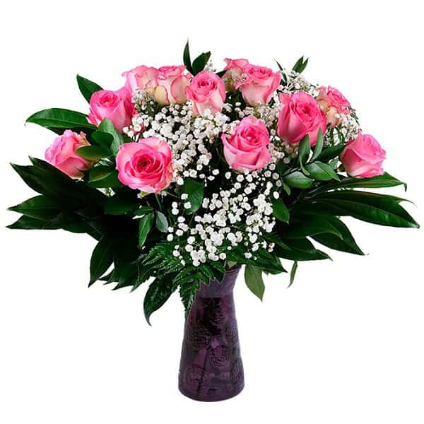 One Dozen Rose Vase Arrangement