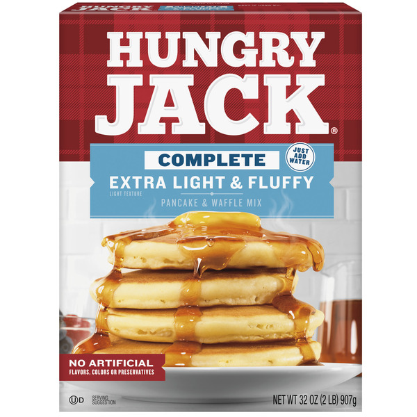 Hungry Jack Complete Extra Light and Fluffy Pancake Mix and Waffle Mix, 32 Oz Box