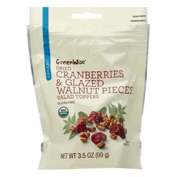 GreenWise Salad Toppers, Organic, Dried Cranberries & Glazed Walnut Pieces