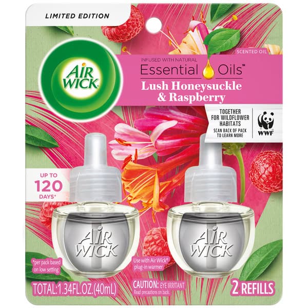 Air Wick® Plug in Scented Oil Refill, Lush Honeysuckle and Raspberry, Air Freshener