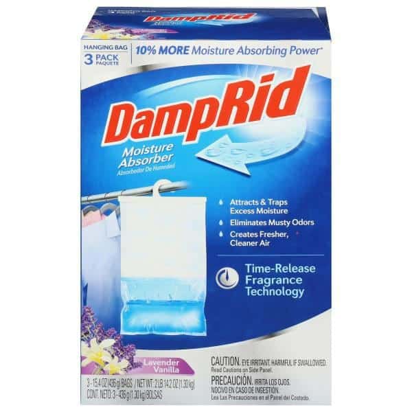 DampRid Moisture Absorber, Lavender Vanilla, Hanging Bag, 3 Pack
