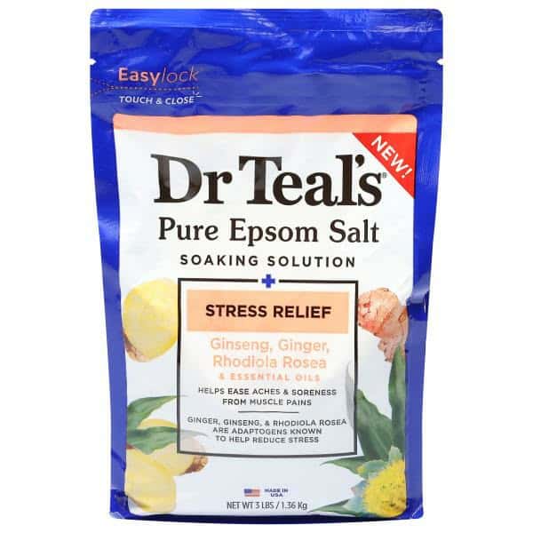 Dr Teal’s Pure Epsom Salt, Ginseng, Ginger, Rhodiola Rosea, Stress Relief