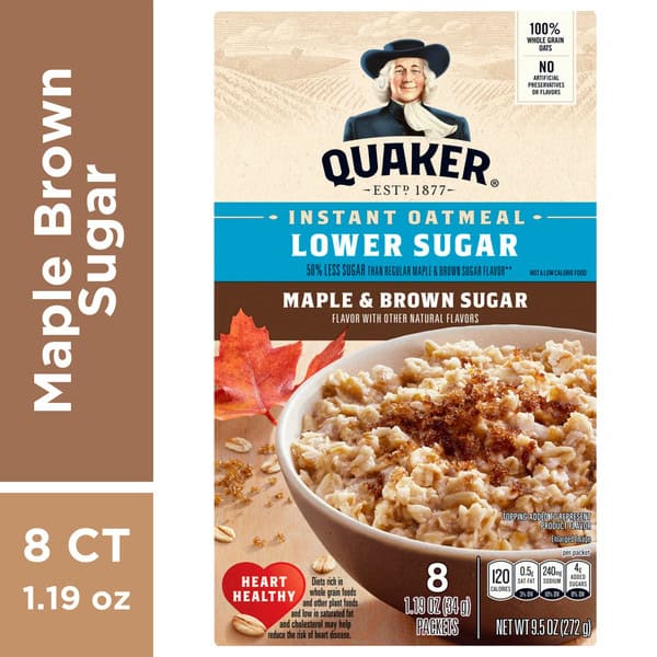 Quaker Instant Oatmeal Maple & Brown Sugar 1.19 Oz 8 Count