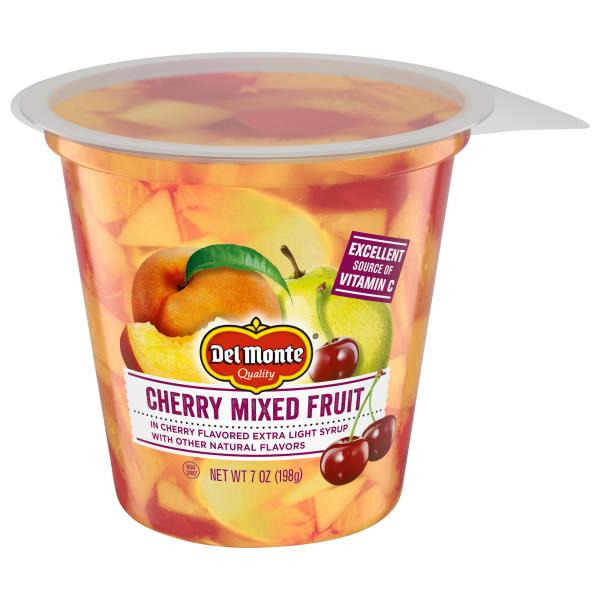 Del Monte Cherry Mixed Fruit, in Natural Cherry Flavored Extra Light Syrup