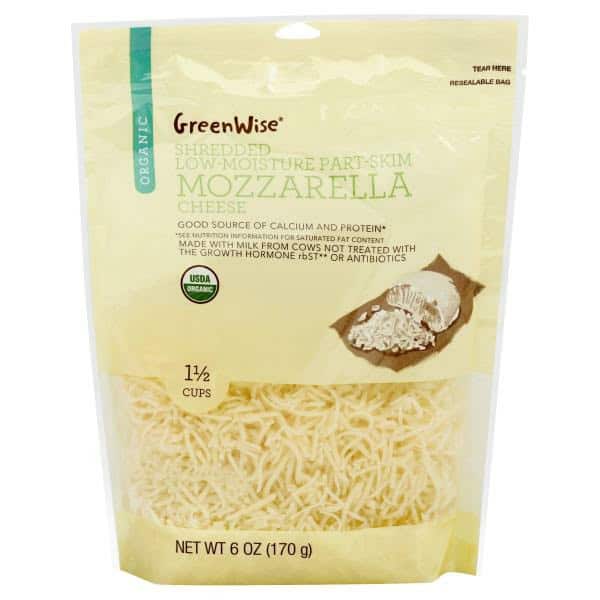 GreenWise Shredded Cheese, Organic, Mozzarella