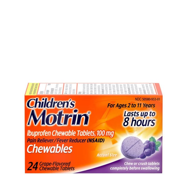 Children's Motrin Ibuprofen Chewable Tablets, 100 Mg, Grape
