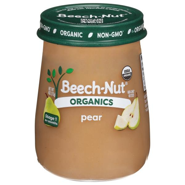 Beech-Nut Organics Stage 1 Organic Baby Food, Pear, 4 oz Jar