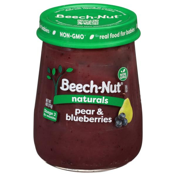Beech-Nut Naturals Stage 2 Baby Food, Pear & Blueberries, 4 oz Jar