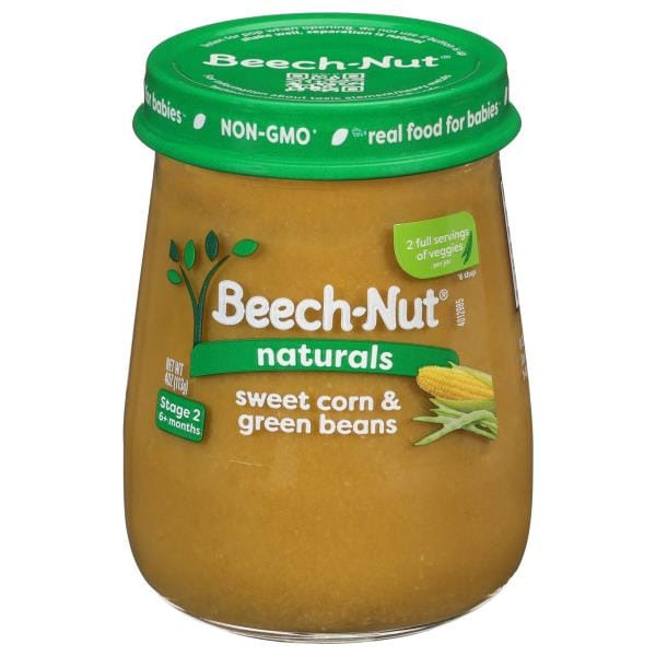 Beech-Nut Naturals Stage 2 Baby Food, Sweet Corn & Green Beans, 4 oz Jar