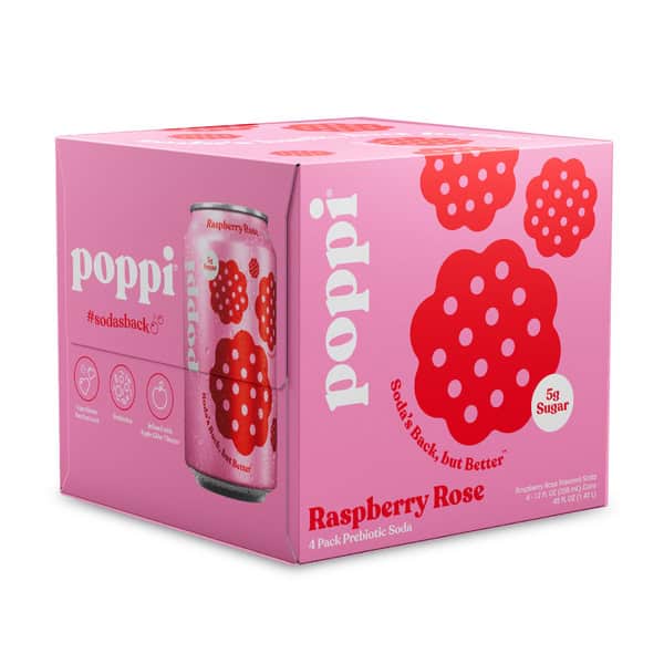 Poppi Prebiotic Soda, Raspberry Rose