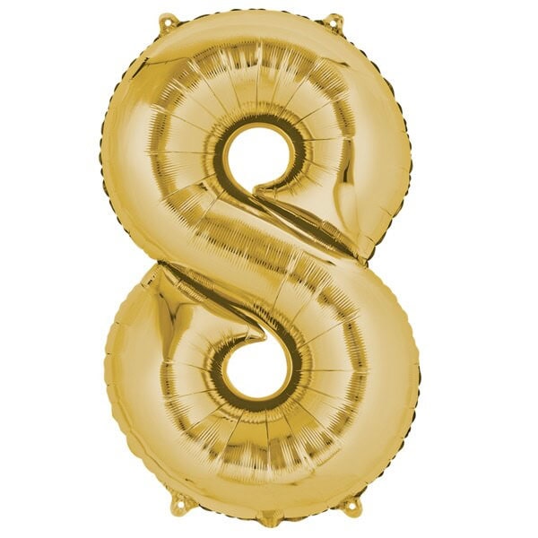 AERIAL BOUQU Number 8 Balloon - Gold