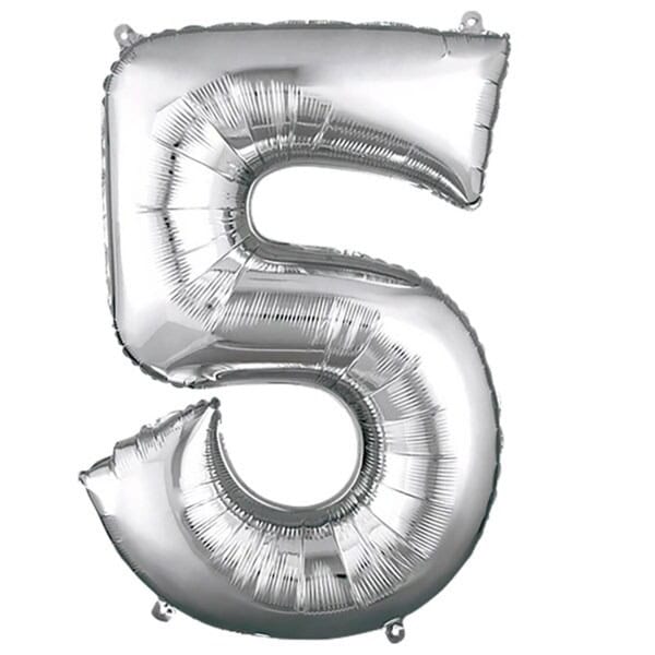 Aerial Bouquets Number 5 Balloon - Silver